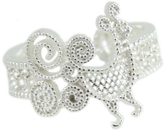 Anello Donna Pavoncella Sarda in Argento – Filigrana a Fascia Aperta – Tradizione Sardegna