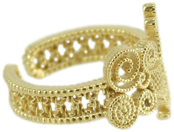 Anello Donna Pavoncella Sarda in Argento Dorato – Filigrana a Fascia Aperta – Tradizione Sardegna