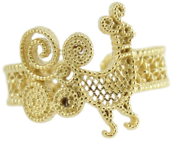 Anello Donna Pavoncella Sarda in Argento Dorato – Filigrana a Fascia Aperta – Tradizione Sardegna