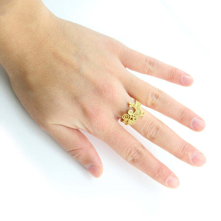 Anello Donna Pavoncella Sarda in Argento Dorato – Filigrana a Fascia Aperta – Tradizione Sardegna