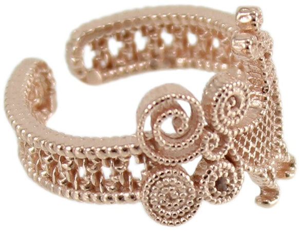 Anello Donna Pavoncella Sarda in Argento Rosè – Filigrana a Fascia Aperta – Tradizione Sardegna