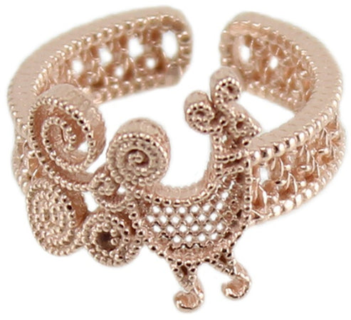 Anello Donna Pavoncella Sarda in Argento Rosè – Filigrana a Fascia Aperta – Tradizione Sardegna