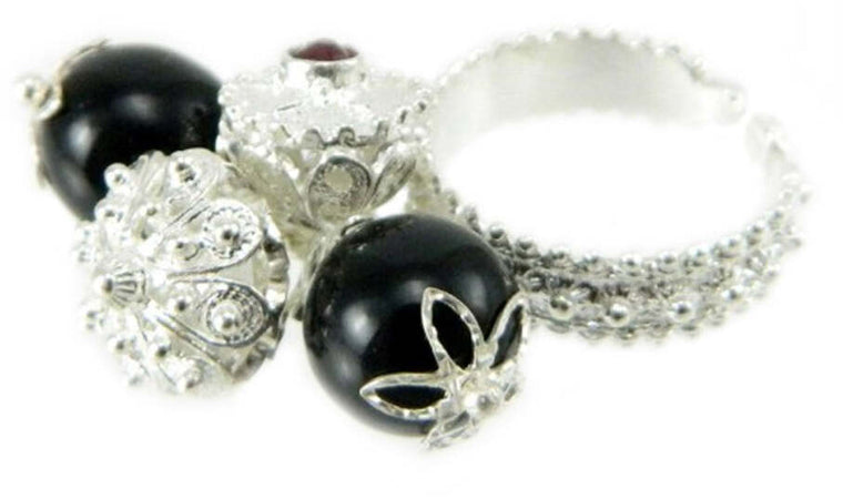Anello sardo argento su coccu e bottoni sardi pendenti GIOIELLO SARDEGNA