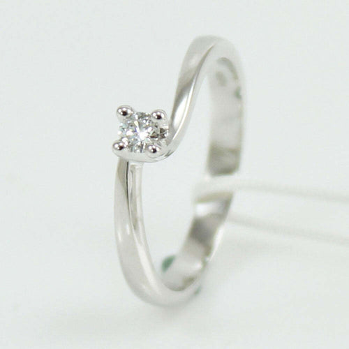 Anello donna solitario Mirco Visconti oro bianco con diamante 0.09 kt