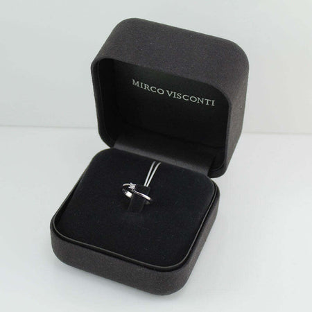 Anello donna solitario Mirco Visconti oro bianco con diamante 0.09 kt
