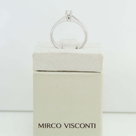 Anello donna solitario Mirco Visconti oro bianco con diamante 0.12 kt