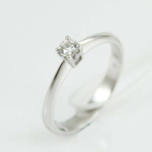 Anello donna solitario Mirco Visconti oro bianco con diamante centrale e laterali