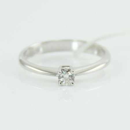 Anello donna solitario Mirco Visconti oro bianco con diamante centrale e laterali