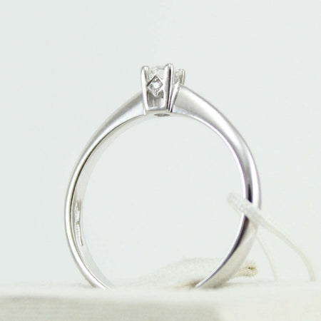 Anello donna solitario Mirco Visconti oro bianco con diamante centrale e laterali
