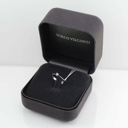 Anello donna solitario Mirco Visconti oro bianco con diamante centrale e laterali