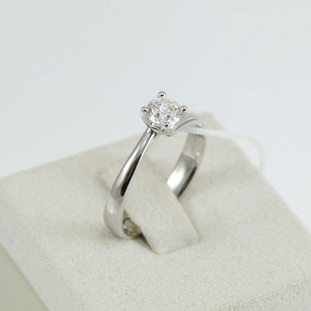 Anello donna solitario Mirco Visconti oro bianco con diamante da mezzo carato