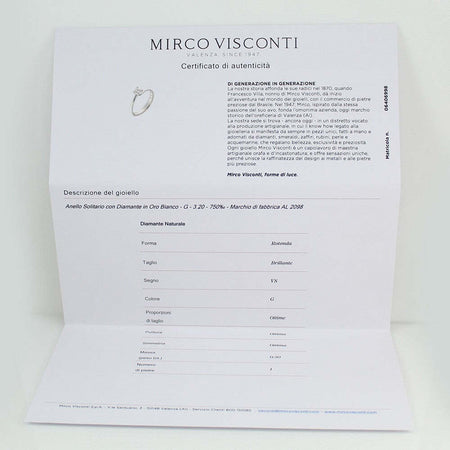 Anello donna solitario Mirco Visconti oro bianco con diamante da mezzo carato