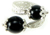 Anello Su Coccu filigrana sarda in argento brunito contrariè con pietre nere