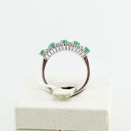 Anello donna veretta Mirco Visconti in oro bianco con smeraldi e diamanti