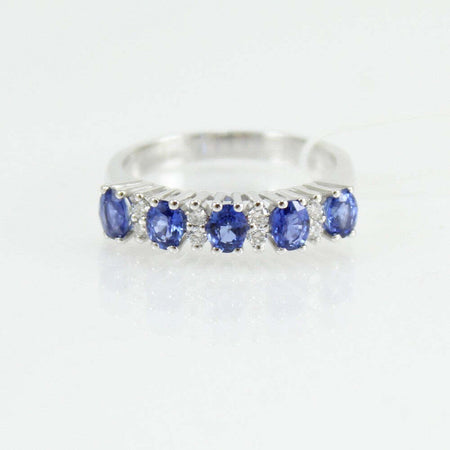 Anello donna veretta Mirco Visconti in oro bianco zaffiri e diamanti.