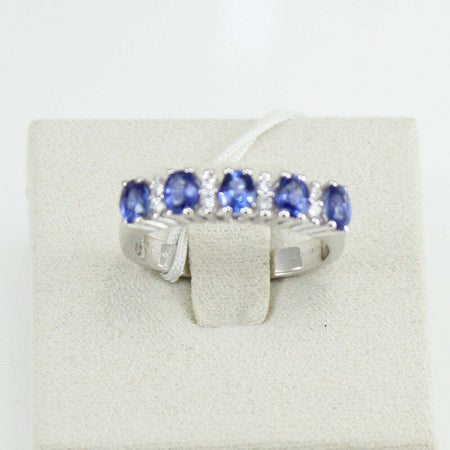 Anello donna veretta Mirco Visconti in oro bianco zaffiri e diamanti.