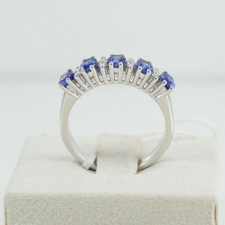Anello donna veretta Mirco Visconti in oro bianco zaffiri e diamanti.