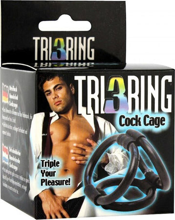 Anello Fallico Triplo In TPR Nero Gabbia per Pene Tri Ring Cock Cage Salute e cura della persona/Erotismo e contraccezione/Bondage/Gabbie per pene Kondorama - Martinsicuro, Commerciovirtuoso.it