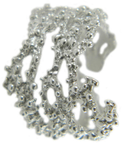 Anello filigrana sarda effetto ramo corallo argento a grani