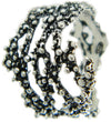 Anello filigrana sarda effetto ramo corallo argento brunito a grani