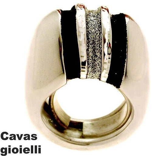 Anello grande smalto e argento brillante