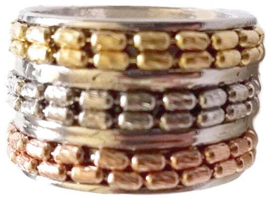 Anello in argento  fascione con inserti di catena