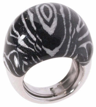 Anello in argento smaltato  zebra
