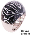 Anello in argento smaltato  zebra
