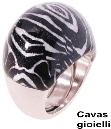 Anello in argento smaltato  zebra