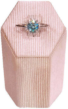 Anello in oro bianco 18 Kt con Topazio azzurro centrale coronato da tormaline bianche