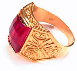 Anello Maschile in Oro giallo 18 Kt Rubino Rosso Grande Accessorio Uomo Regalo per lui