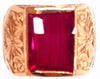 Anello Maschile in Oro giallo 18 Kt Rubino Rosso Grande Accessorio Uomo Regalo per lui