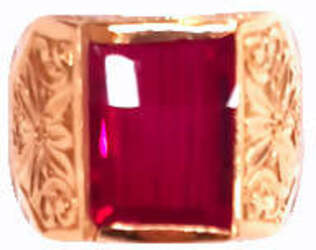 Anello Maschile in Oro giallo 18 Kt Rubino Rosso Grande Accessorio Uomo Regalo per lui