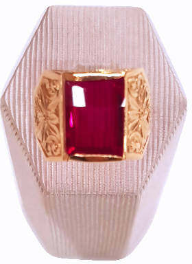 Anello Maschile in Oro giallo 18 Kt Rubino Rosso Grande Accessorio Uomo Regalo per lui