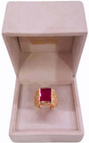 Anello Maschile in Oro giallo 18 Kt Rubino Rosso Grande Accessorio Uomo Regalo per lui