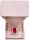 Anello Maschile in Oro giallo 18 Kt Rubino Rosso Grande Accessorio Uomo Regalo per lui