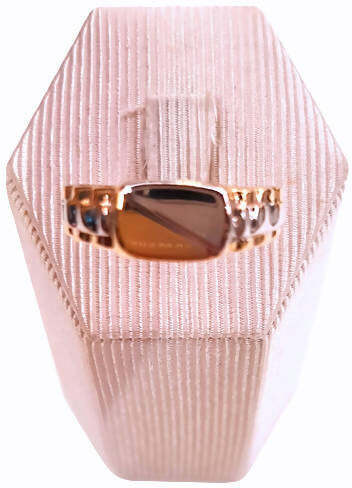 Anello Maschile in Oro Giallo E Bianco 18 Kt Accessorio Uomo Con Piastra Bicolore E Maglia Orologio Regalo per Lui