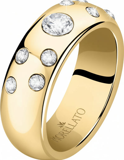 Anello-MORELLATO-donna-Poetica-acciaio-dorato-/-cristalli