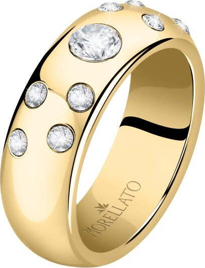 Anello-MORELLATO-donna-Poetica-acciaio-dorato-/-cristalli
