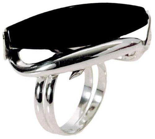 Anello onice nero e argento, anelli moda argento e pietre dure