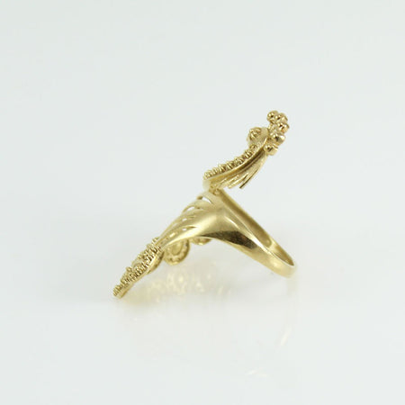 Anello pavoncella sarda in filigrana d'argento dorato