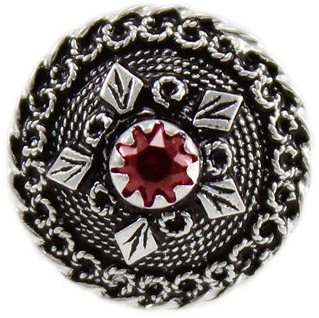 Anello sardo da donna a bottone con pietra rossa in argento brunito