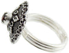 Anello sardo da donna a bottone con pietra rossa in argento brunito