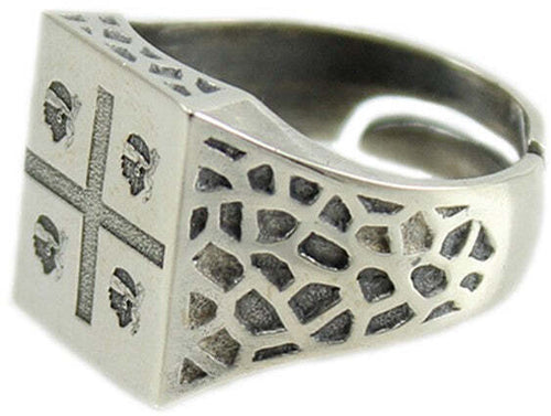Anello Scudo Uomo in Argento Quattro 4 Mori - Bandiera Sarda - Regolabile - Filu & Trama