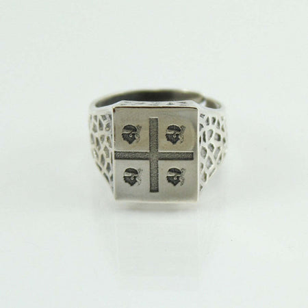Anello Scudo Uomo in Argento Quattro 4 Mori - Bandiera Sarda - Regolabile - Filu & Trama
