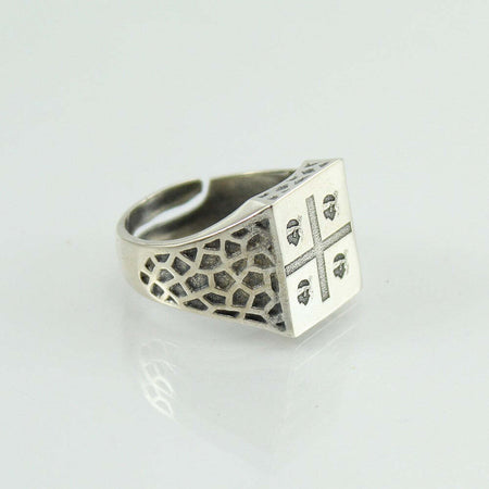 Anello Scudo Uomo in Argento Quattro 4 Mori - Bandiera Sarda - Regolabile - Filu & Trama
