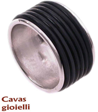 Anello Uomo argento  925 con fili di caucciù