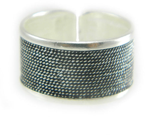 Anello Uomo Fascia Regolabile in Argento Brunito Filigrana Sarda - Filu & Trama