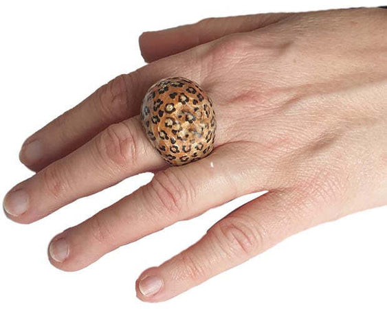 Anellone argento e smalto Ghepardo