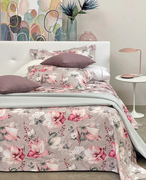 Completo Lenzuola Copriletto Matrimoniale Percalle Anemone Forever by Svad Dondi